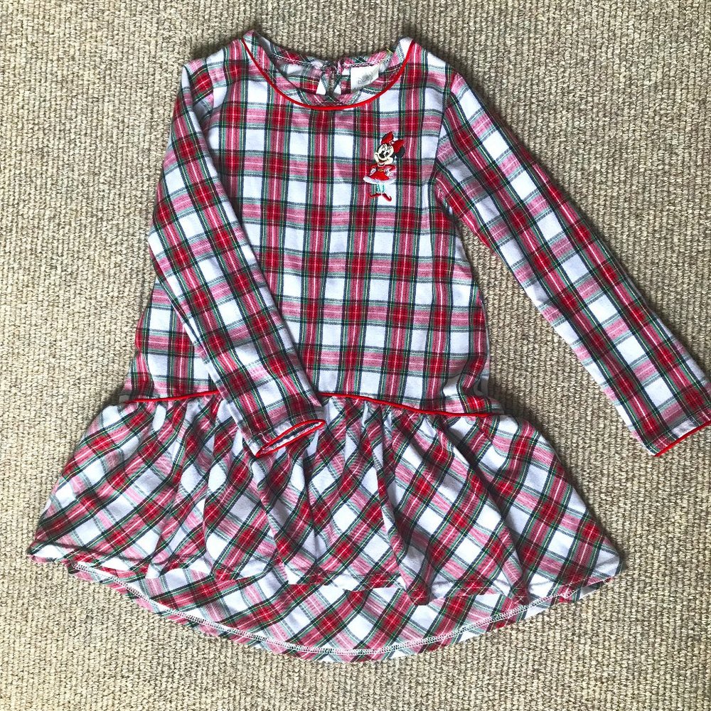 Vintage Plaid Minnie Babydoll Long Sleeve Christmas Dress | Size US 5/6